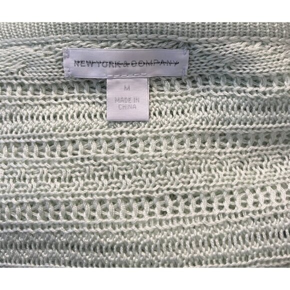 NY & Co Ladies Medium Tunic Sweater Open Weave Light Green Lightweight Pullover - Picture 5 of 7